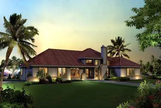 Sunbelt house plans 77-345 - front exterior, 2,072 sq ft, 3 bed, 2 bath house plans | Monster House Plans