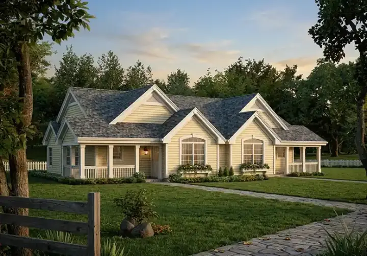 Traditional house plans 77-351 - front exterior, 2,030 sq ft, 4 bed, 4 bath house plans | Monster House Plans