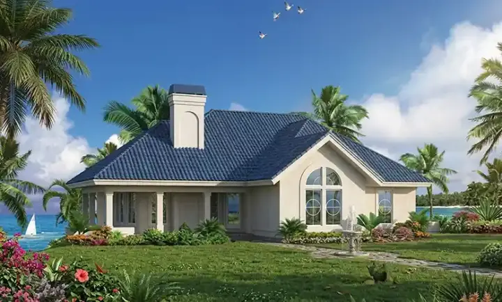 Sunbelt house plans 77-369 - front exterior, 1,605 sq ft, 2 bed, 2 bath house plans | Monster House Plans