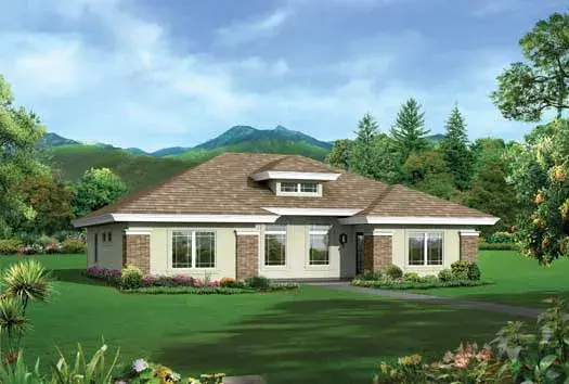 Prairie house plans 77-371 - front exterior, 2,040 sq ft, 4 bed, 4 bath house plans | Monster House Plans