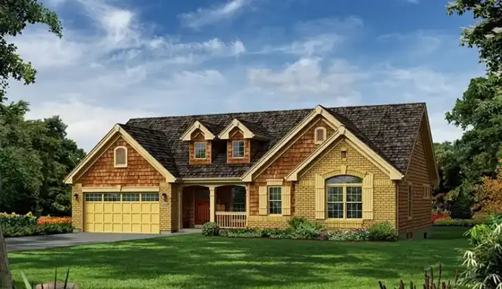 Traditional house plans 77-374 - front exterior, 1,740 sq ft, 3 bed, 2 bath house plans | Monster House Plans