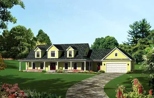Country house plans 77-380 - front exterior, 3,782 sq ft, 4 bed, 3 bath house plans | Monster House Plans