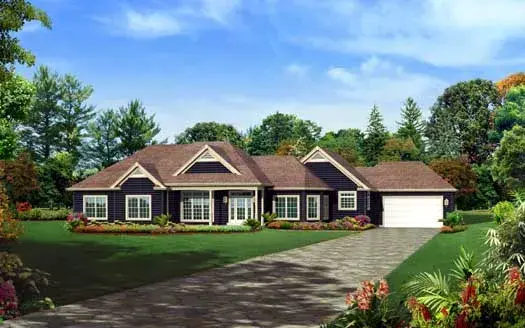 Traditional house plans 77-384 - front exterior, 2,487 sq ft, 3 bed, 2 bath house plans | Monster House Plans