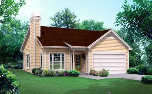 Traditional house plans 77-386 - front exterior, 1,281 sq ft, 3 bed, 2 bath house plans | Monster House Plans