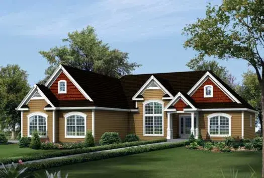Traditional house plans 77-391 - front exterior, 1,983 sq ft, 3 bed, 2 bath house plans | Monster House Plans