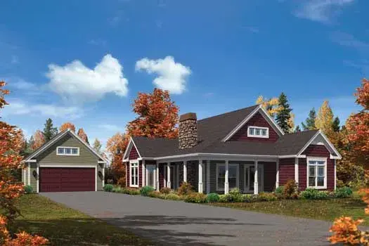 Country house plans 77-392 - front exterior, 1,582 sq ft, 3 bed, 2 bath house plans | Monster House Plans