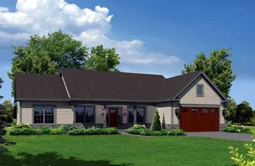 Traditional house plans 77-397 - front exterior, 1,562 sq ft, 3 bed, 2 bath house plans | Monster House Plans