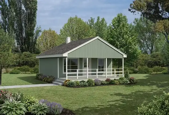 Traditional house plans 77-401 - front exterior, 576 sq ft, 2 bed, 1 bath house plans | Monster House Plans