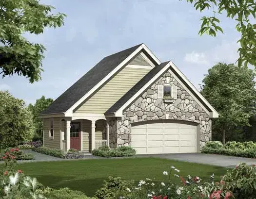Traditional house plans 77-403 - front exterior, 736 sq ft, 0 bed, 0 bath house plans | Monster House Plans