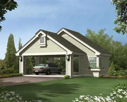 Traditional house plans 77-407 - front exterior, 556 sq ft, 0 bed, 0 bath house plans | Monster House Plans