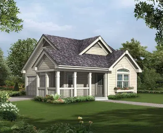 Country house plans 77-408 - front exterior, 733 sq ft, 0 bed, 0 bath house plans | Monster House Plans