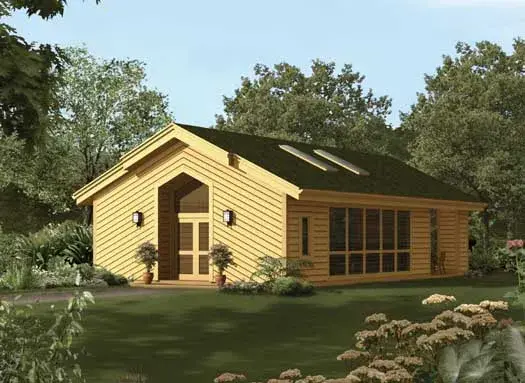 Contemporary house plans 77-434 - front exterior, 814 sq ft, 0 bed, 0 bath house plans | Monster House Plans