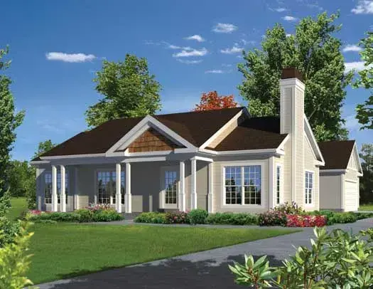 Traditional house plans 77-440 - front exterior, 1,368 sq ft, 3 bed, 2 bath house plans | Monster House Plans