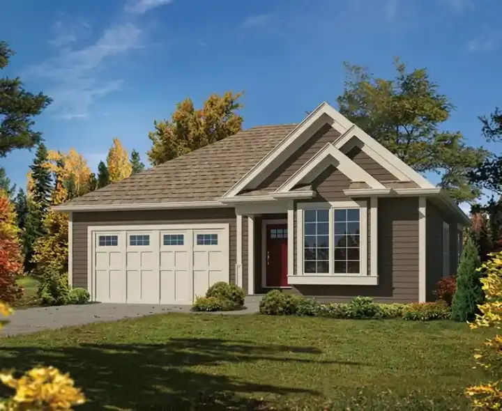 Traditional house plans 77-444 - front exterior, 1,366 sq ft, 2 bed, 2 bath house plans | Monster House Plans