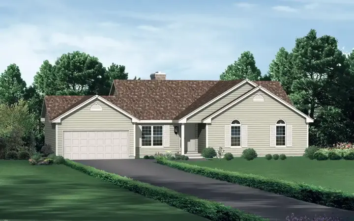 Traditional house plans 77-446 - front exterior, 1,605 sq ft, 3 bed, 2 bath house plans | Monster House Plans