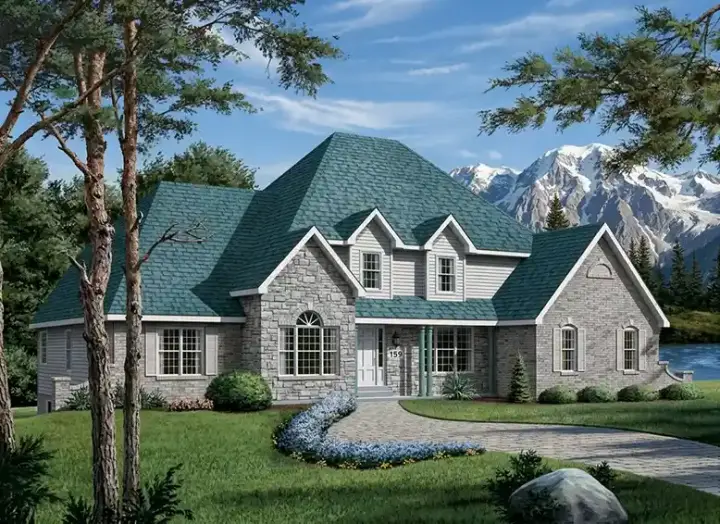 European house plans 77-452 - front exterior, 3,368 sq ft, 4 bed, 3 bath house plans | Monster House Plans