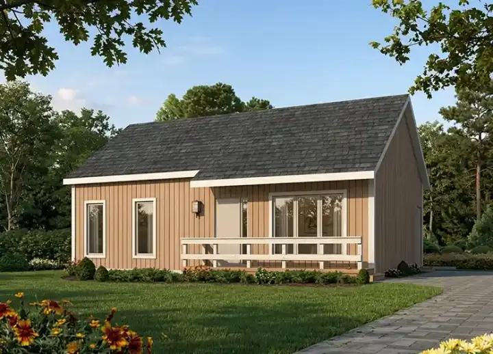 Traditional house plans 77-472 - front exterior, 864 sq ft, 2 bed, 1 bath house plans | Monster House Plans