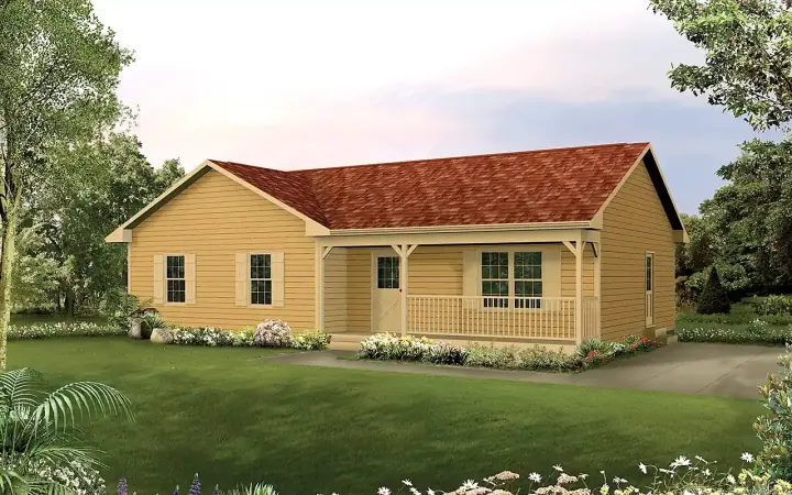 Country house plans 77-476 - front exterior, 1,197 sq ft, 3 bed, 1 bath house plans | Monster House Plans