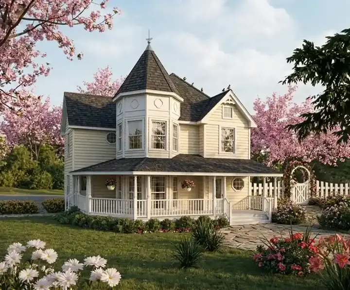 Victorian house plans 77-485 - front exterior, 2,050 sq ft, 3 bed, 2 bath house plans | Monster House Plans