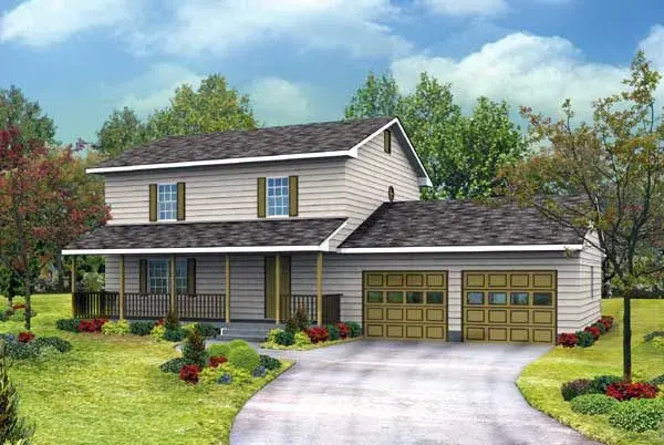 Traditional house plans 77-493 - front exterior, 1,664 sq ft, 3 bed, 2 bath house plans | Monster House Plans