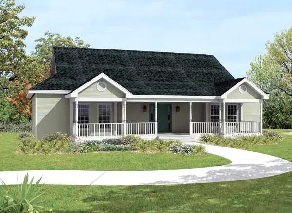 Country house plans 77-498 - front exterior, 1,832 sq ft, 3 bed, 2 bath house plans | Monster House Plans