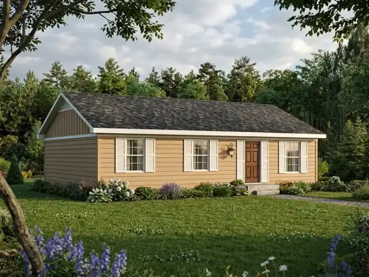 Ranch house plans 77-500 - front exterior, 1,000 sq ft, 3 bed, 1 bath house plans | Monster House Plans