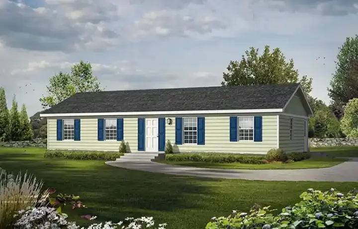 Ranch house plans 77-501 - front exterior, 1,300 sq ft, 4 bed, 2 bath house plans | Monster House Plans