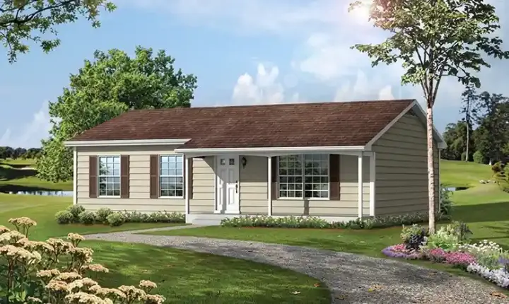 Ranch house plans 77-502 - front exterior, 1,120 sq ft, 3 bed, 1 bath house plans | Monster House Plans