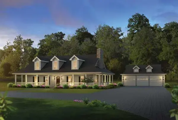 Farmhouse house plans 77-570 - front exterior, 2,593 sq ft, 3 bed, 3 bath house plans | Monster House Plans