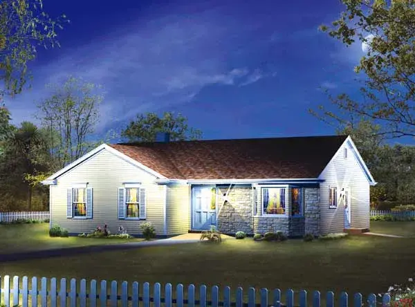 Traditional house plans 77-597 - front exterior, 1,610 sq ft, 3 bed, 2 bath house plans | Monster House Plans