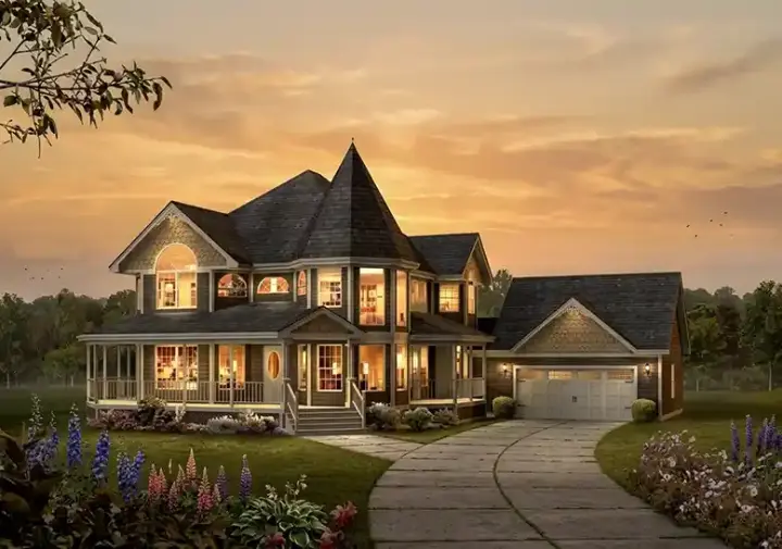 Victorian house plans 77-614 - front exterior, 2,560 sq ft, 4 bed, 2 bath house plans | Monster House Plans