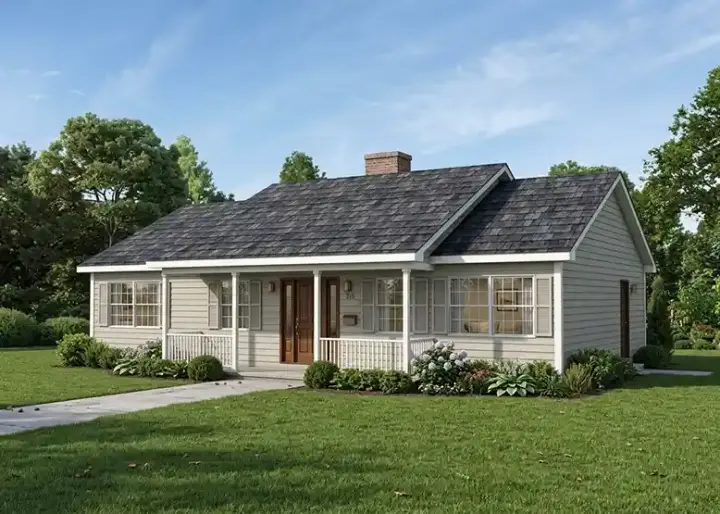 Ranch house plans 77-618 - front exterior, 1,364 sq ft, 3 bed, 2 bath house plans | Monster House Plans