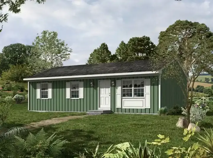 Ranch house plans 77-632 - front exterior, 960 sq ft, 3 bed, 1 bath house plans | Monster House Plans
