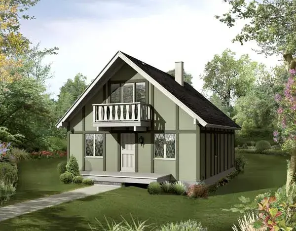 Cottage house plans 77-645 - front exterior, 1,280 sq ft, 4 bed, 2 bath house plans | Monster House Plans