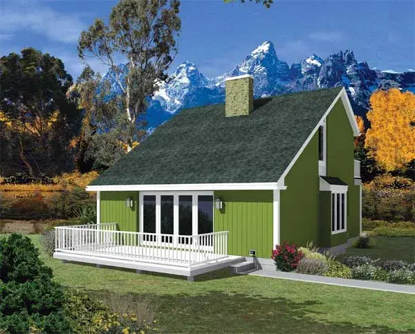 Contemporary house plans 77-650 - front exterior, 1,299 sq ft, 3 bed, 2 bath house plans | Monster House Plans