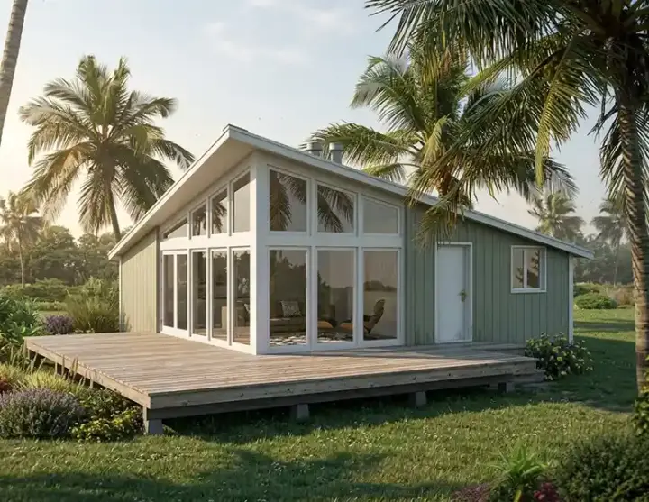 Contemporary house plans 77-653 - front exterior, 784 sq ft, 3 bed, 1 bath house plans | Monster House Plans