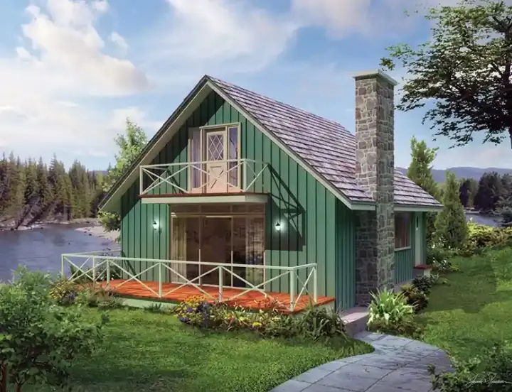 Cottage house plans 77-660 - front exterior, 1,200 sq ft, 3 bed, 1 bath house plans | Monster House Plans