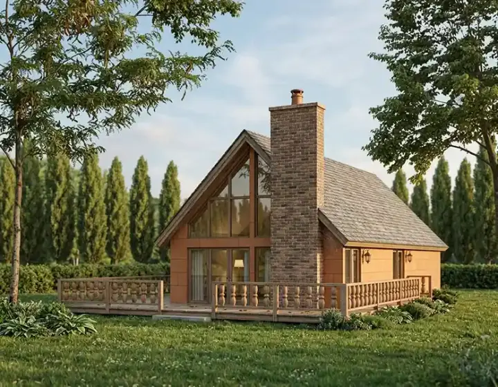Contemporary house plans 77-665 - front exterior, 1,354 sq ft, 3 bed, 1 bath house plans | Monster House Plans