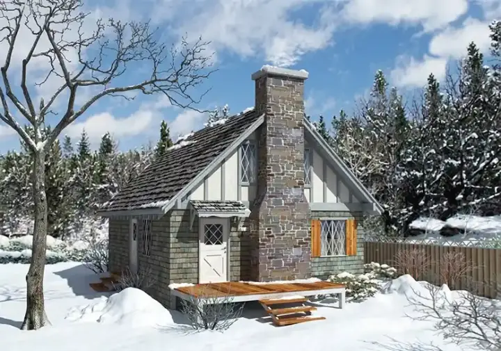 English Country house plans 77-668 - front exterior, 1,280 sq ft, 4 bed, 2 bath house plans | Monster House Plans