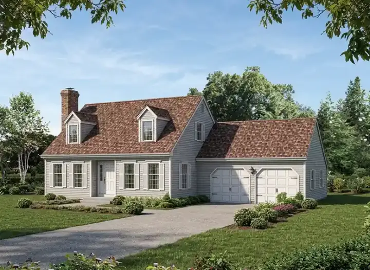 Cape Cod house plans 77-674 - front exterior, 1,872 sq ft, 4 bed, 2 bath house plans | Monster House Plans