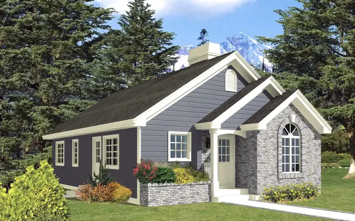 Traditional house plans 77-680 - front exterior, 1,112 sq ft, 3 bed, 1 bath house plans | Monster House Plans