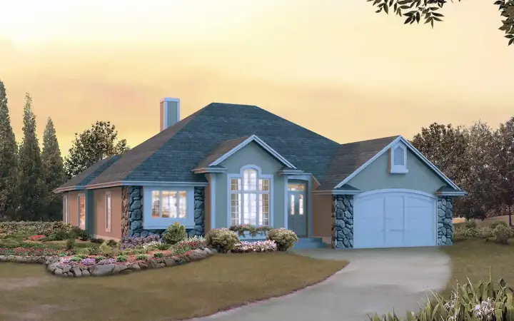 European house plans 77-692 - front exterior, 1,886 sq ft, 3 bed, 2 bath house plans | Monster House Plans