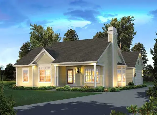Country house plans 77-701 - front exterior, 1,308 sq ft, 3 bed, 2 bath house plans | Monster House Plans
