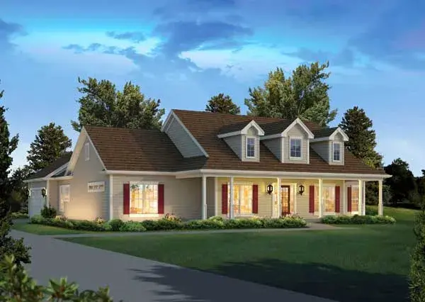 Country house plans 77-702 - front exterior, 2,392 sq ft, 4 bed, 2 bath house plans | Monster House Plans