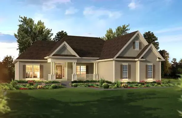 Traditional house plans 77-710 - front exterior, 1,863 sq ft, 3 bed, 2 bath house plans | Monster House Plans