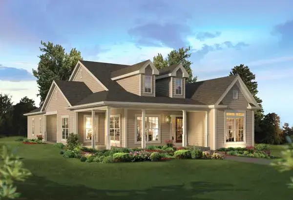 Farmhouse house plans 77-711 - front exterior, 2,035 sq ft, 3 bed, 2 bath house plans | Monster House Plans