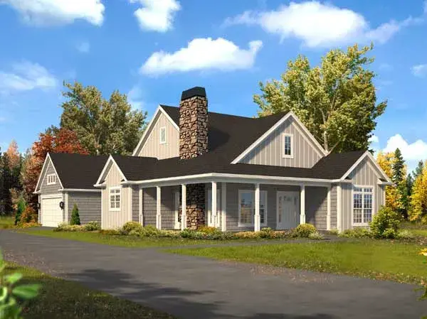 Farmhouse house plans 77-721 - front exterior, 1,649 sq ft, 3 bed, 2 bath house plans | Monster House Plans