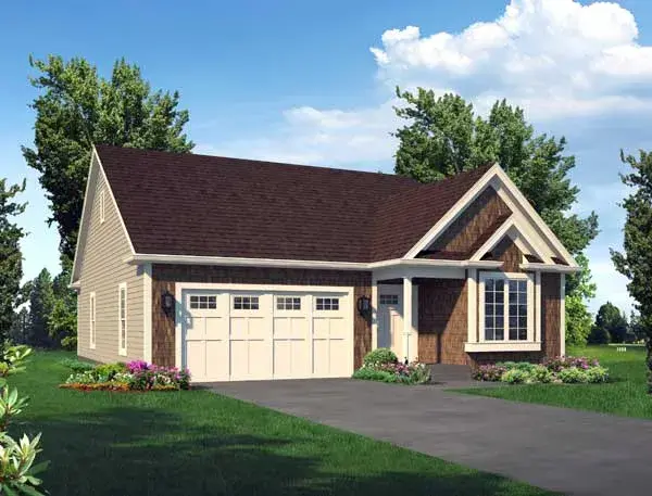 Traditional house plans 77-722 - front exterior, 1,366 sq ft, 2 bed, 2 bath house plans | Monster House Plans