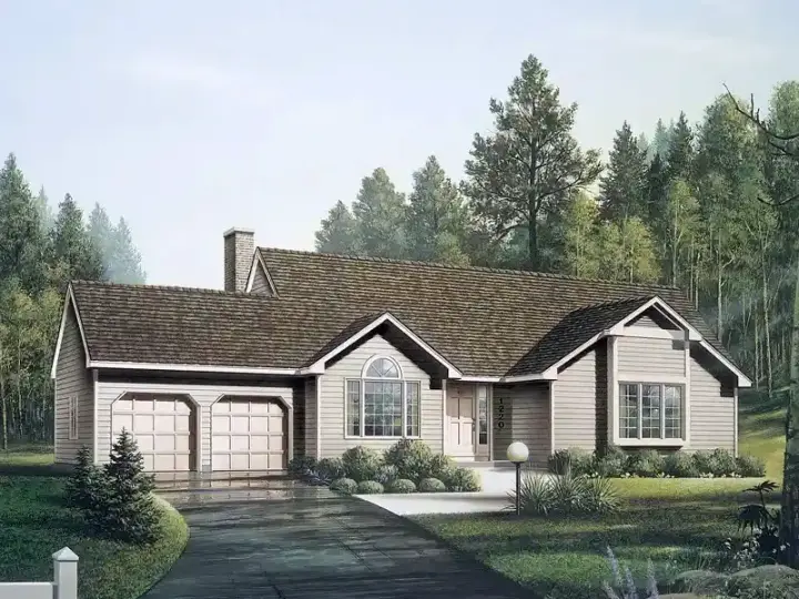 Traditional house plans 77-742 - front exterior, 1,540 sq ft, 3 bed, 2 bath house plans | Monster House Plans