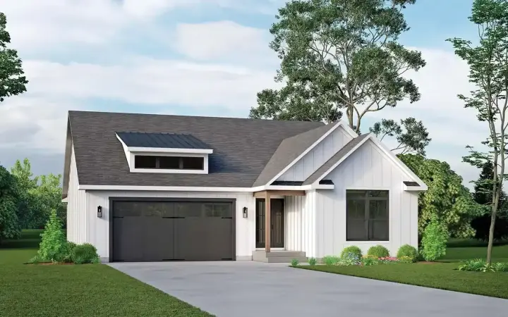 Modern Farmhouse house plans 77-745 - front exterior, 1,762 sq ft, 3 bed, 2 bath house plans | Monster House Plans